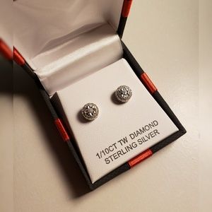 Double Halo Diamond Stud Earrings in SS